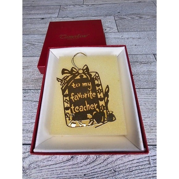 Camerlane 24kt Gold Finish "Favorite Teacher" Christmas Ornament NOS in Box - Picture 1 of 4